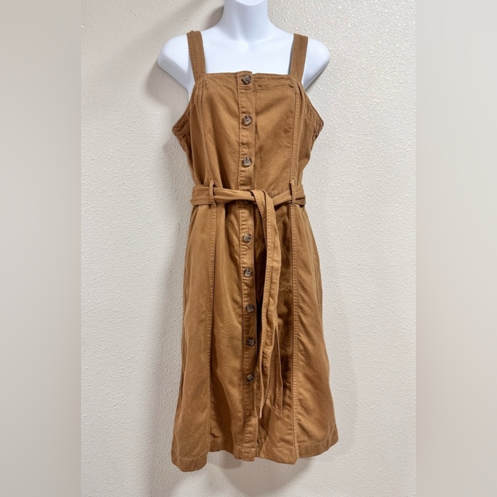 GAP Womens Cotton Button Up Khakis Belted Sleeveless Overall Dress Size Small
